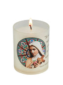 Veilleuse votive Luminat V80 végétale Sainte Thérèse effigie et prière imprimées à 180° sur le godet zéro plastique. Ciergerie Desfossés
