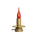 Veilleuse électrique petit format avec culot E14.  Base travaillée en relief en bronze et coupe et culot en laiton. Hauteur 8 cm ; diamètre 6 cm. Ciergerie Desfossés